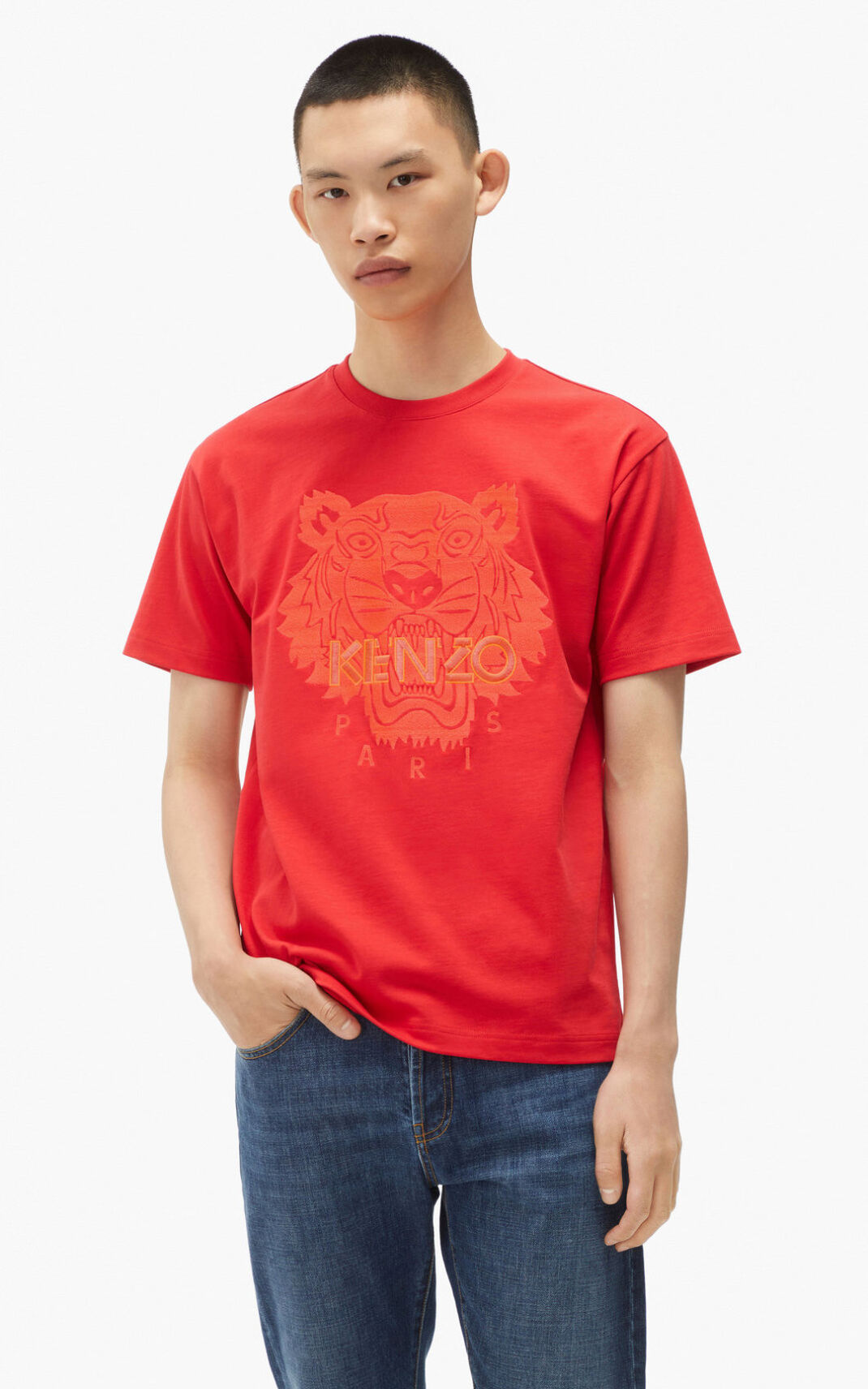 Kenzo Tiger loose fitting Camisetas Hombre Rojas | 0529738-FM